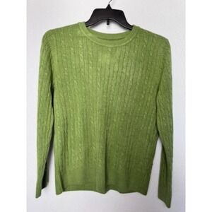Bass‎ Sweater Men's XL Green Cable Knit Crew Neck Academia  Business